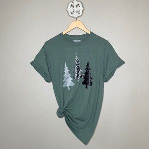 Christmas Tree Animal Print & Glitter Tee